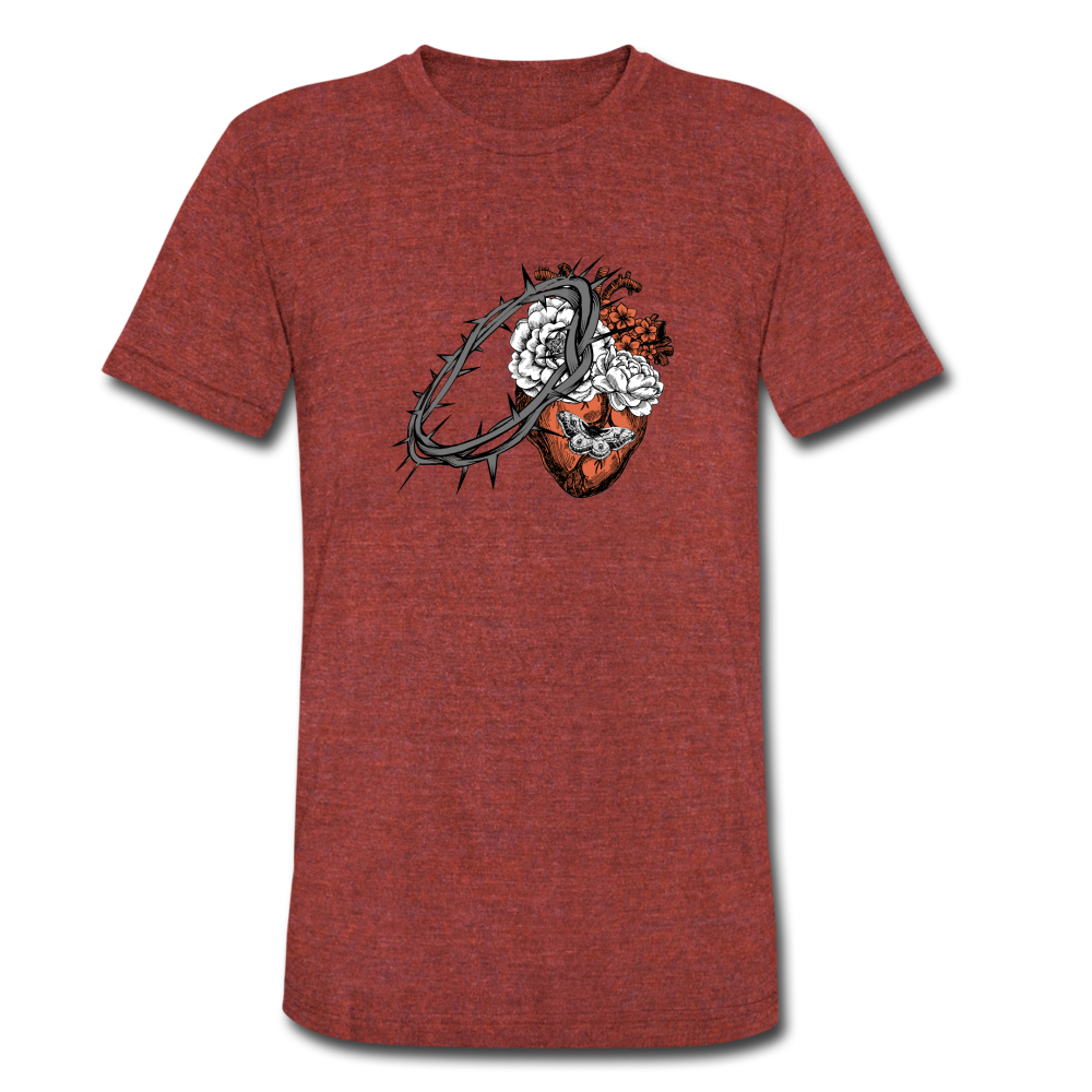 Heart for the Savior - Unisex Tri-Blend T-Shirt - heather cranberry