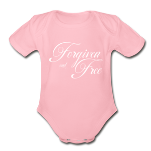 Forgiven & Free - Organic Short Sleeve Baby Bodysuit - light pink