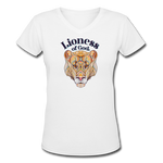 Lioness of God - Women's Shallow V-Neck T-Shirt - white