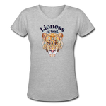 Lioness of God - Women's Shallow V-Neck T-Shirt - gray