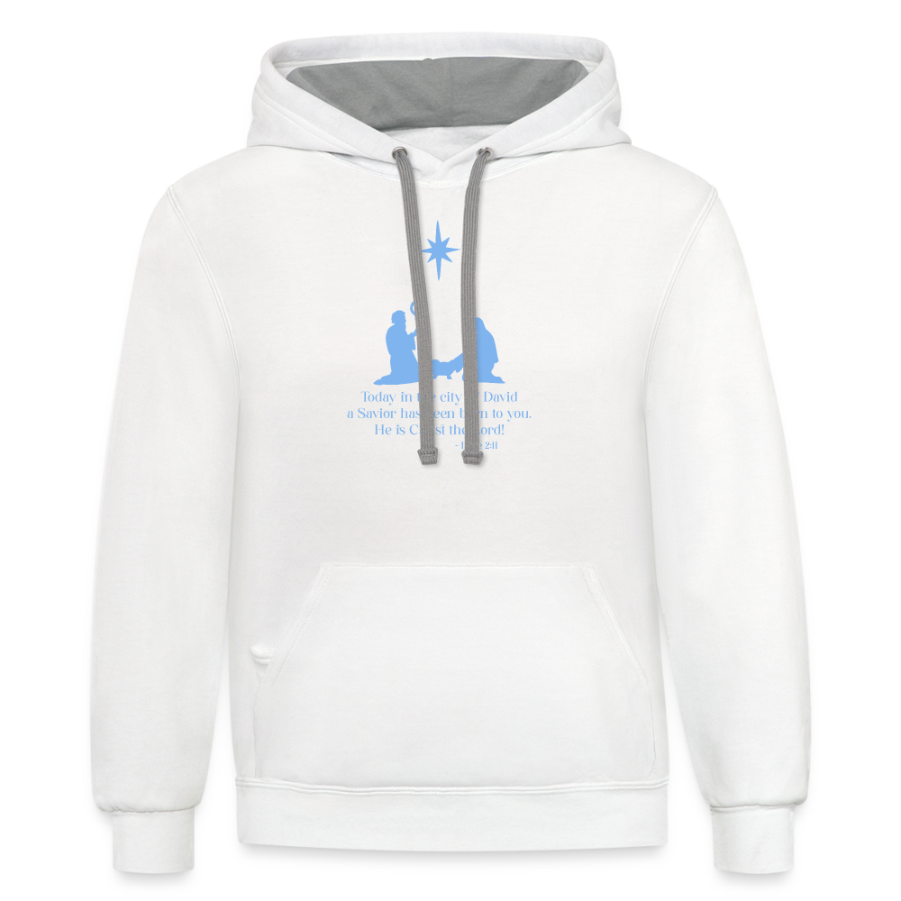 A Savior Has Been Born - Unisex Contrast Hoodie - white/gray
