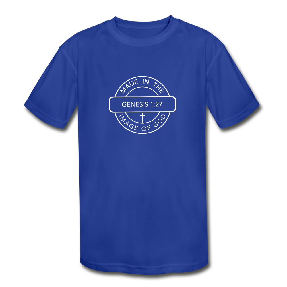 Made in the Image of God - Kids' Moisture Wicking Performance T-Shirt - royal blue