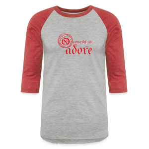 O Come Let Us Adore - Baseball T-Shirt - heather gray/red