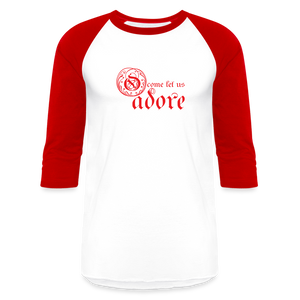O Come Let Us Adore - Baseball T-Shirt - white/red