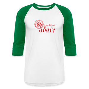 O Come Let Us Adore - Baseball T-Shirt - white/kelly green